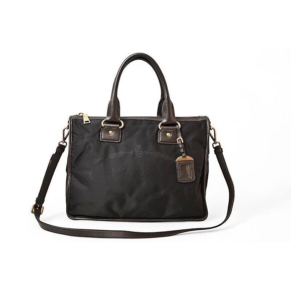 Prada Tote Bag Shoulder Bag 2way Prada Bag Bl0748 Nylon Jacquard Black With